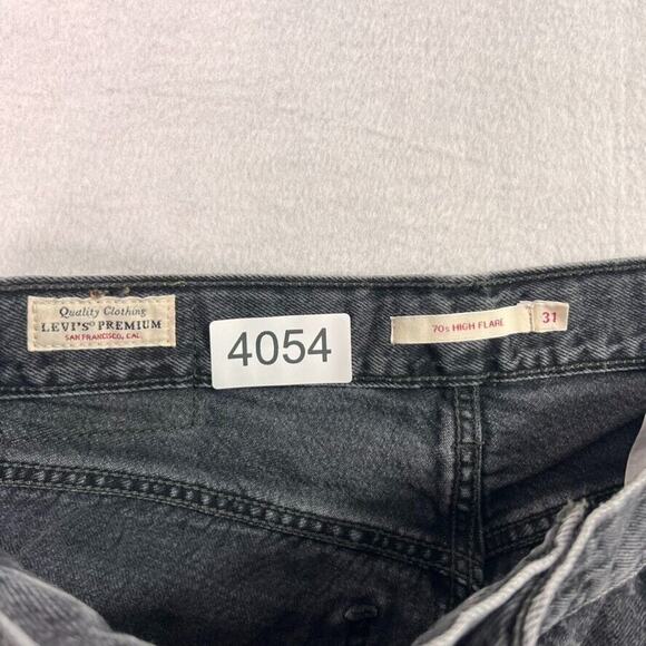 Levis Jeans Womens 31 Black 70s High Flare Faded Premium Denim Boho Hippie - Picture 8 of 10